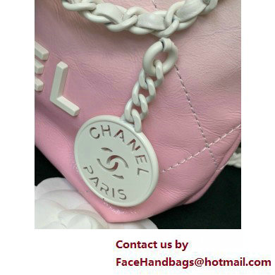 Chanel Patent Gradient Calfskin  &  Lacquered Metal 22 Mini Handbag AS3980 White  &  Light Pink 2025